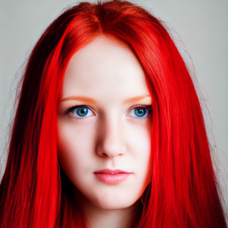 Portrait of Person with Bright Red Hair and Striking Blue Eyes