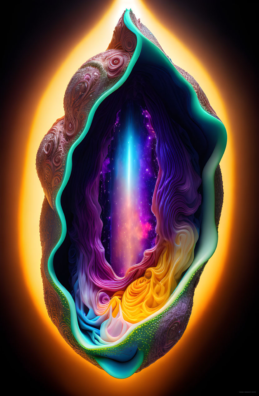 Vibrant Swirling Colors in Shell-Like Structure