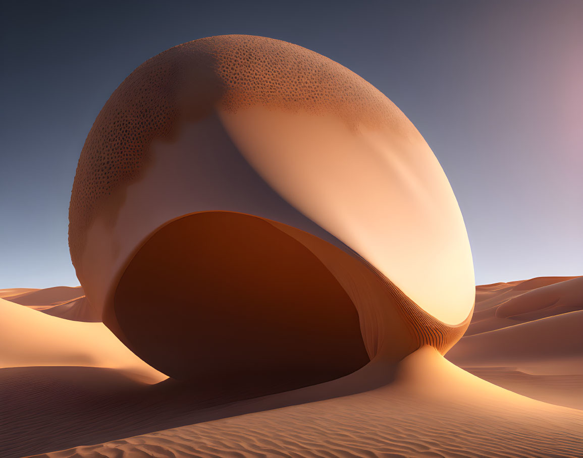 Smooth Egg-shaped Structure in Desert Sands at Dusk