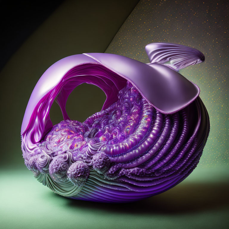 Abstract 3D Rendered Sculpture in Purple and Pink Tones