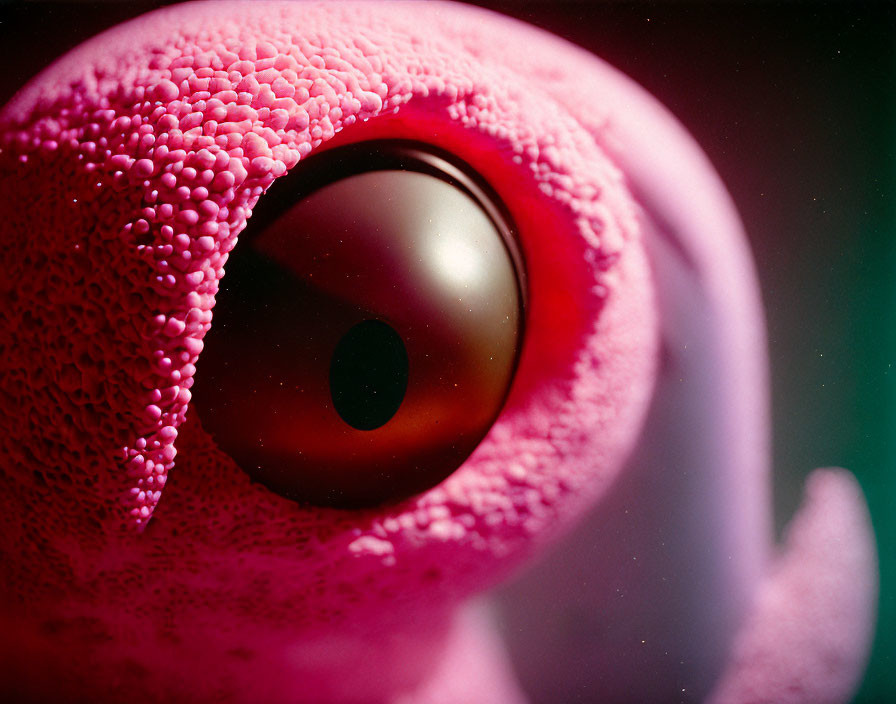 Pink Textured Toy with Large Black Eye Close-Up