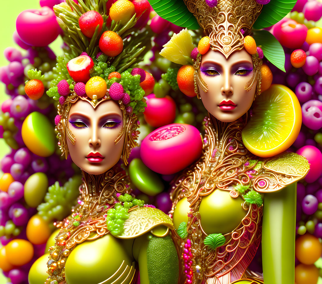 Colorful Fruit-Themed Costumes with Elaborate Makeup