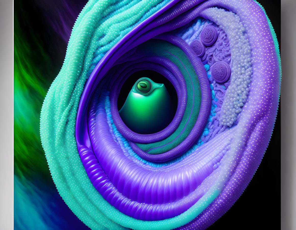 Colorful Abstract Fractal Spiral in Purple, Blue, and Green