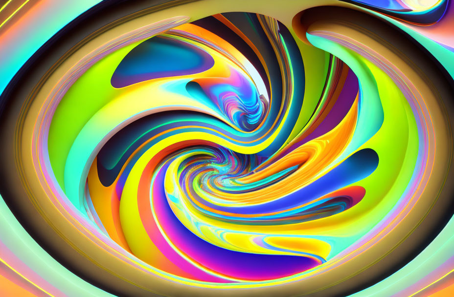 Colorful abstract swirls with glossy finish depicting dynamic, fluid motion