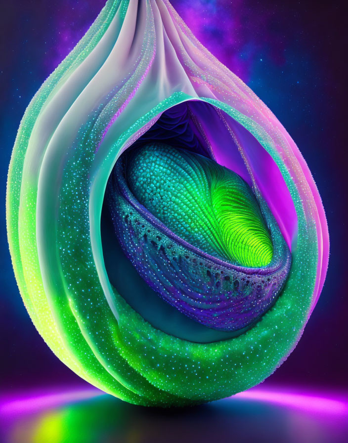 Colorful Abstract Digital Artwork with Neon Fractal Shapes