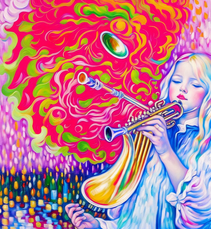 Colorful Abstract Saxophone Performance Art