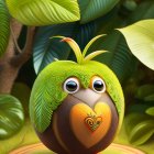 Colorful Surreal Bird in Lush Green Tropical Environment