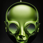 Neon Green Skull with Fractal Patterns and Jewel-Toned Eyes