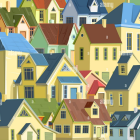 Vibrant Cartoon-Like Houses in Playful Neighborhood