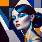 Colorful digital artwork: Woman's portrait with geometric shapes