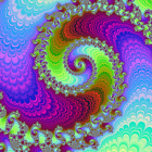 Colorful Spiral Fractal Art in Blue, Green, and Purple