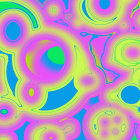 Colorful Abstract Image with Swirling Patterns and Iridescent Bubbles