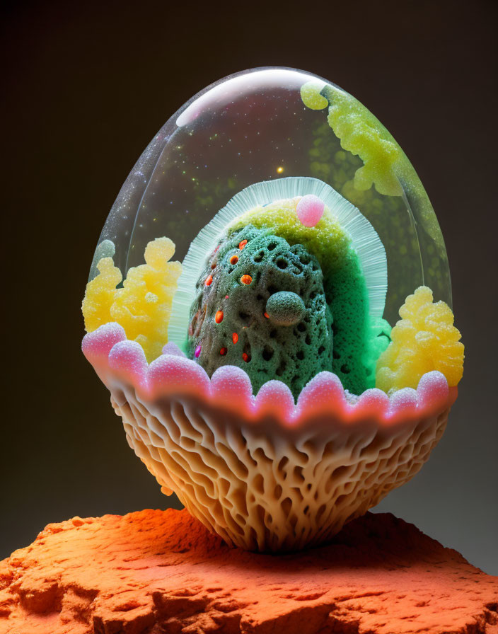 Colorful Glass Sculpture Depicting Undersea Ecosystem