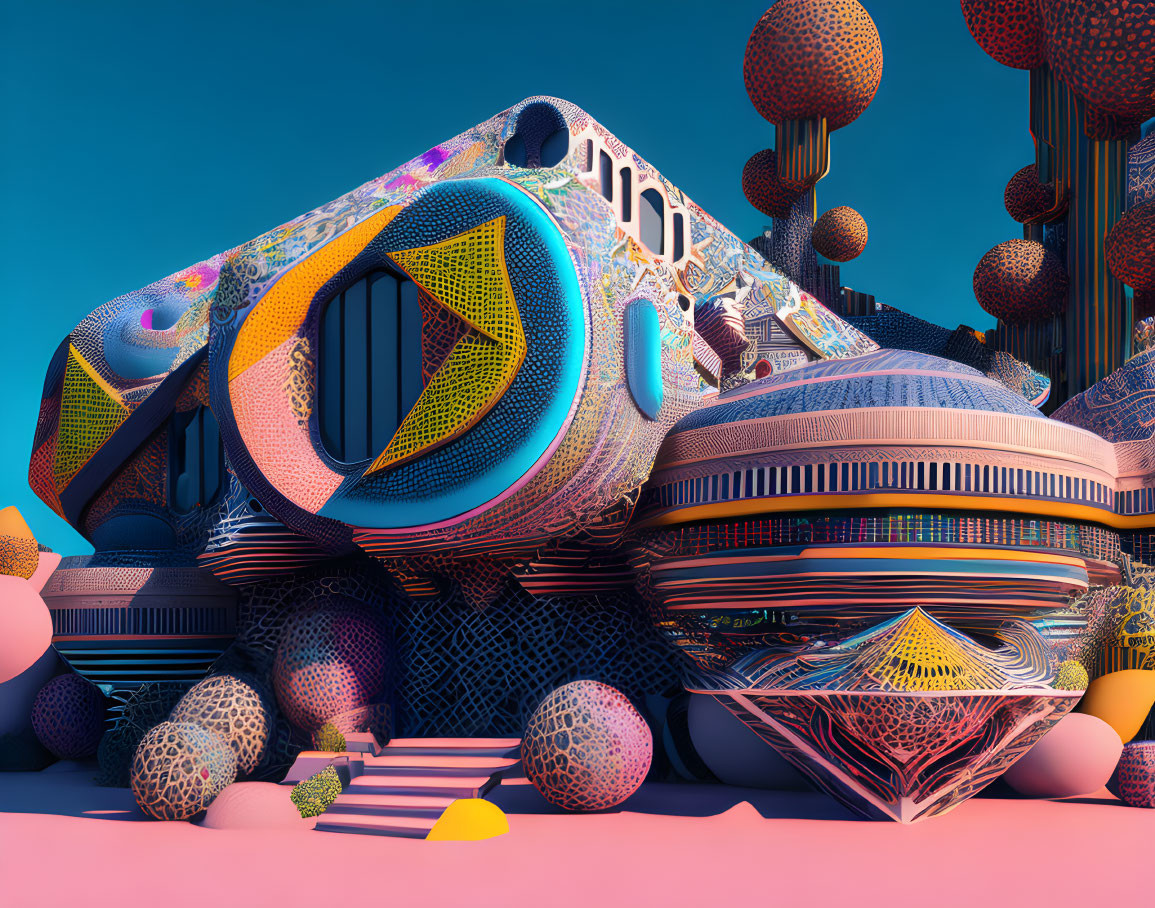 Colorful Abstract 3D Digital Art with Spherical Elements