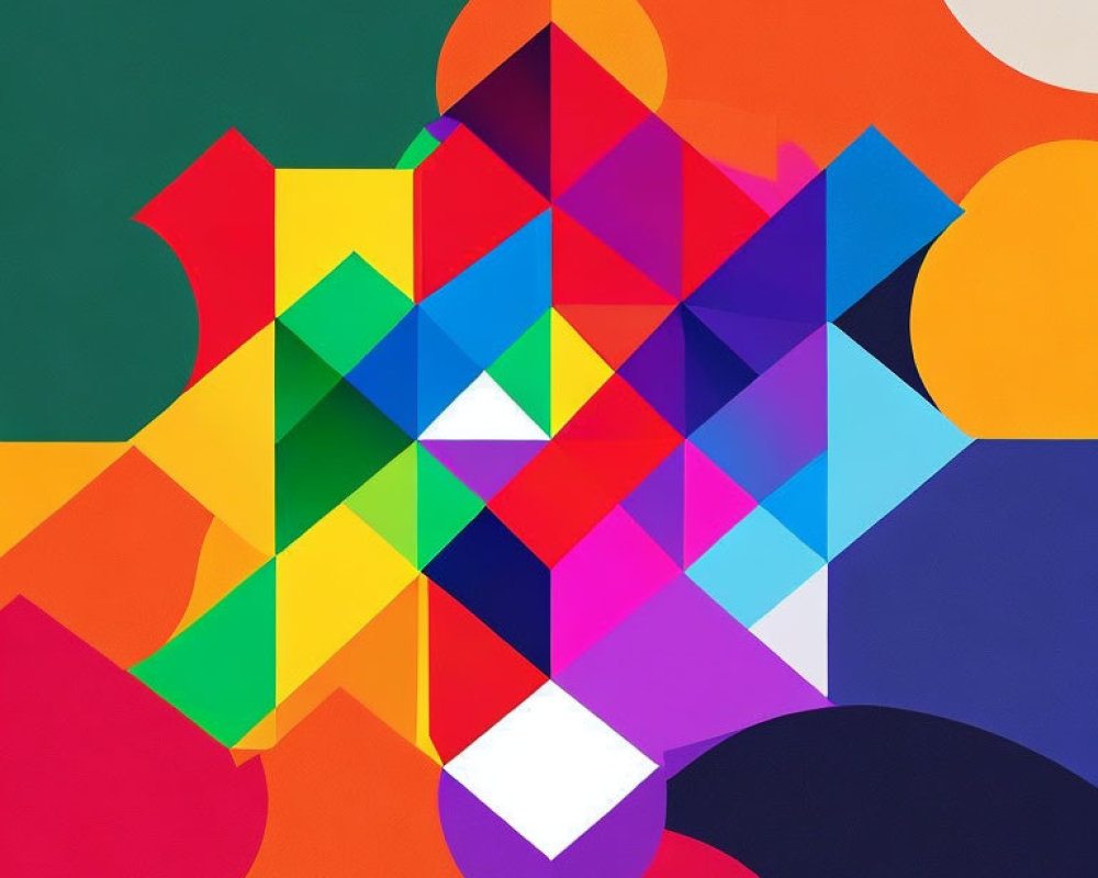 Vibrant Abstract Geometric Composition in Various Colors