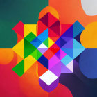 Vibrant Abstract Geometric Composition in Various Colors