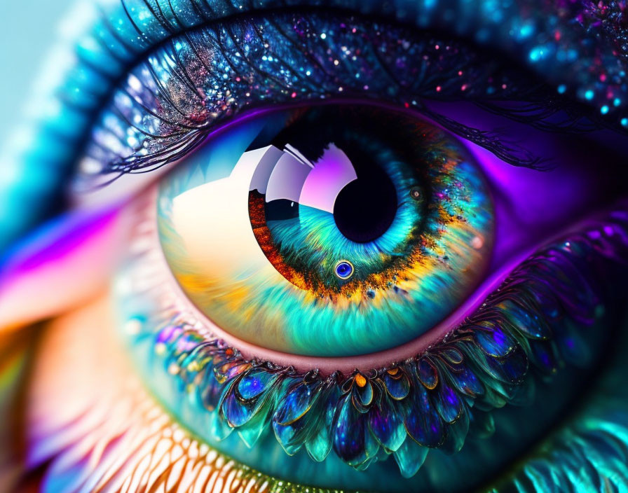 Detailed Close-Up of Multicolored Human Eye Iris