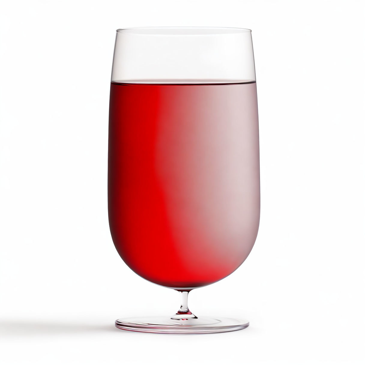 Red Wine Glass with Frothy White Head on White Background