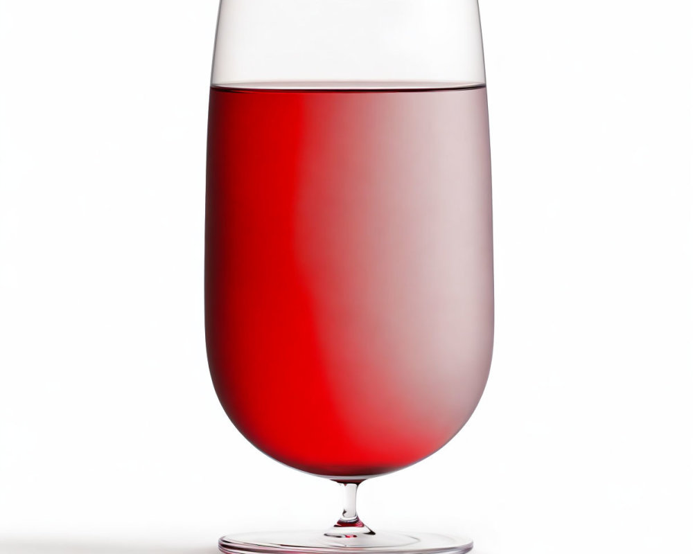 Red Wine Glass with Frothy White Head on White Background