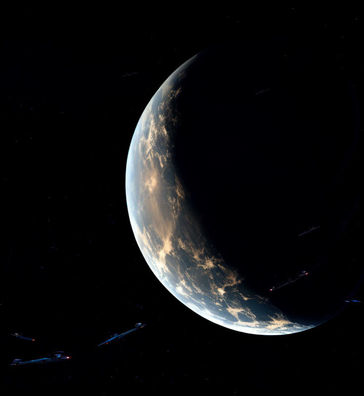 Earth-like Planet with Clouds and Oceans Seen from Space