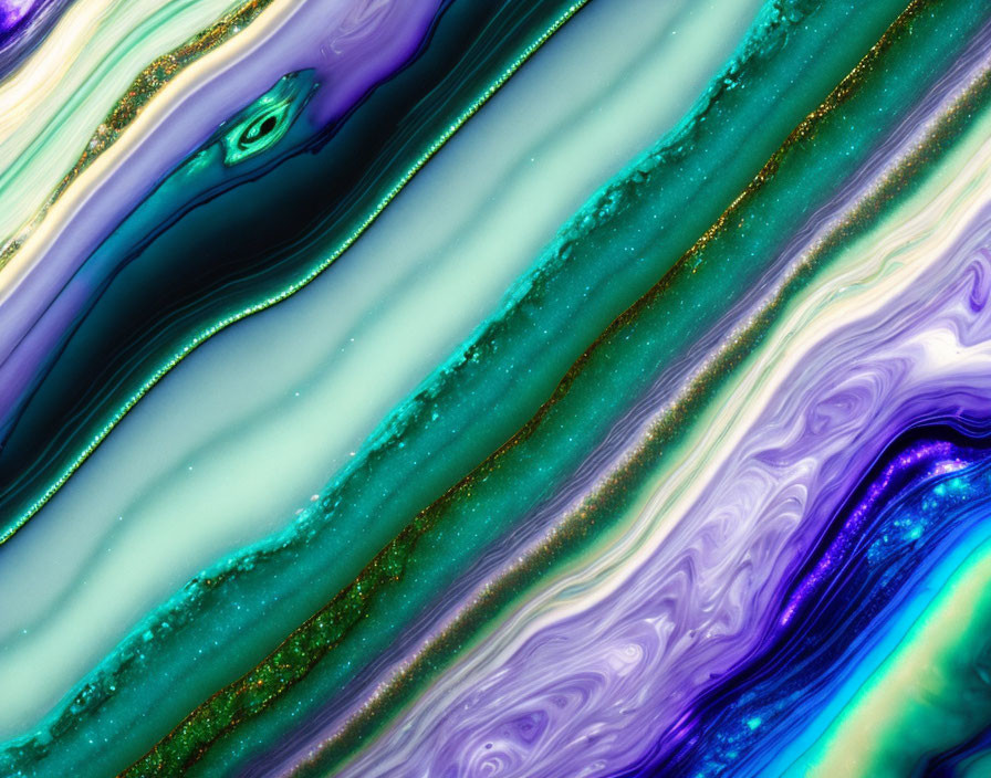 Colorful Abstract Art: Fluid Swirls in Blue, Green, Purple & Gold