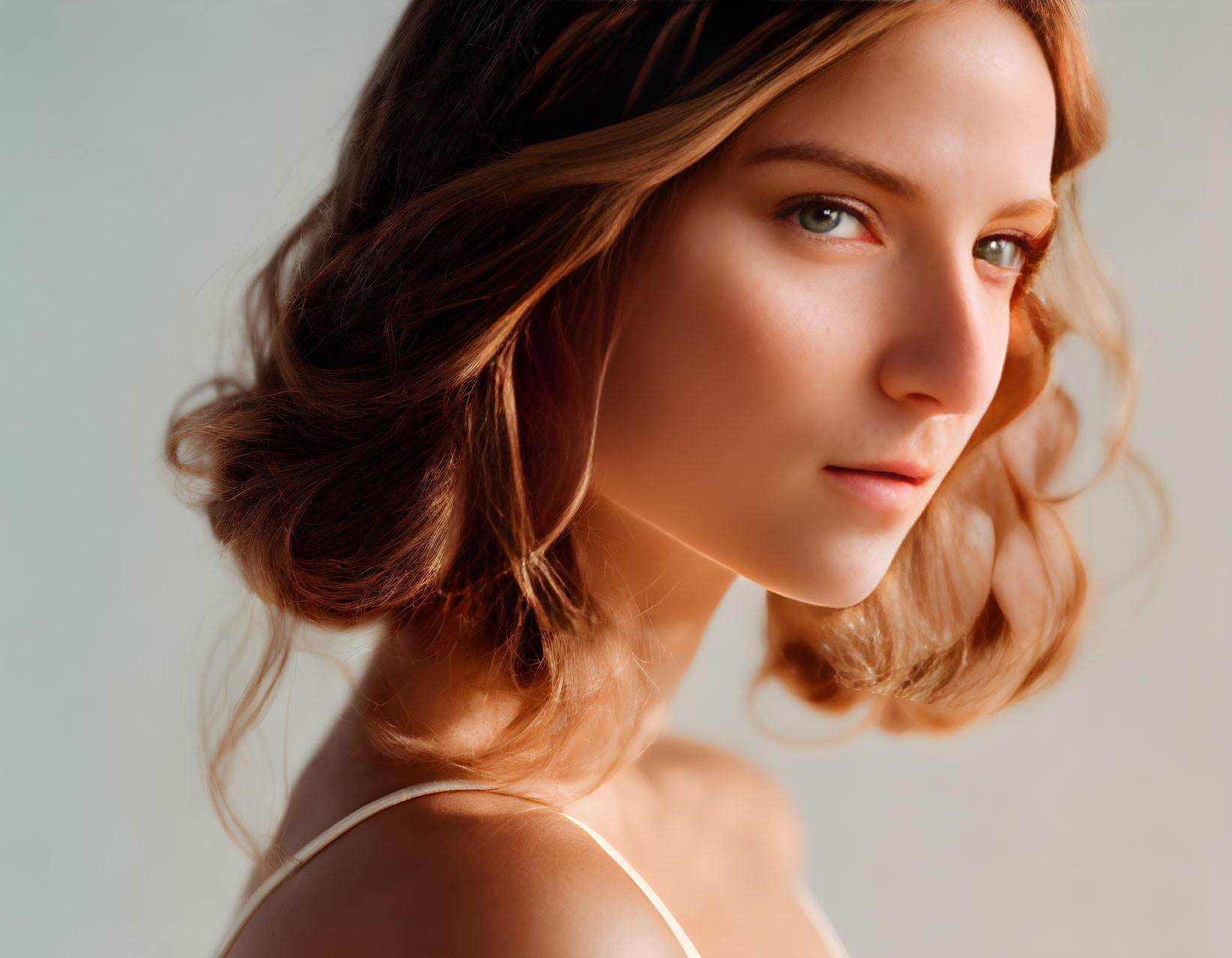 Woman with Light Brown Hair in Profile View Smiling