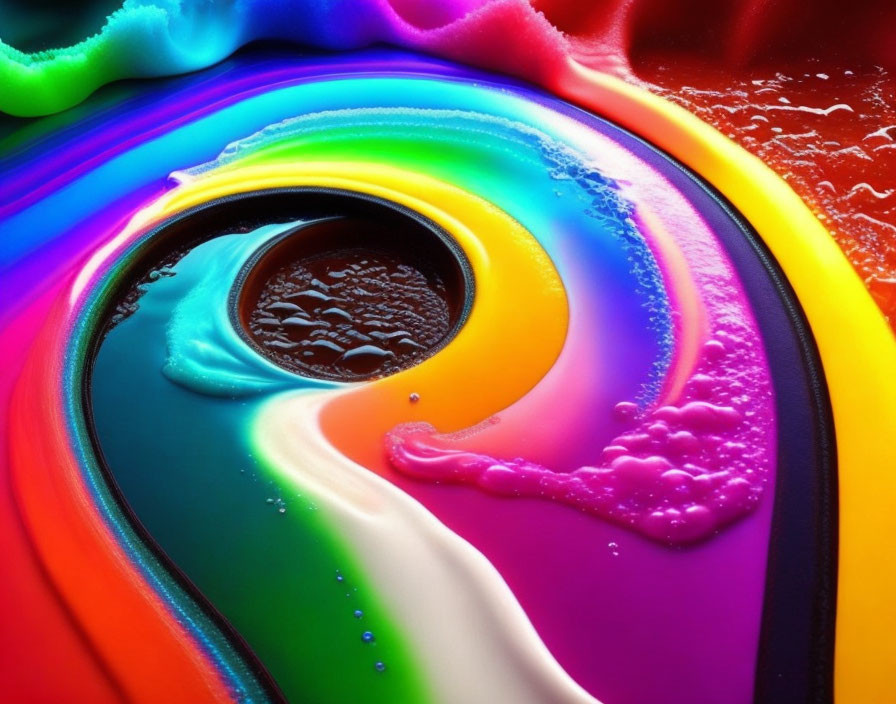 Colorful Rainbow Swirl Painting with Dynamic Texture