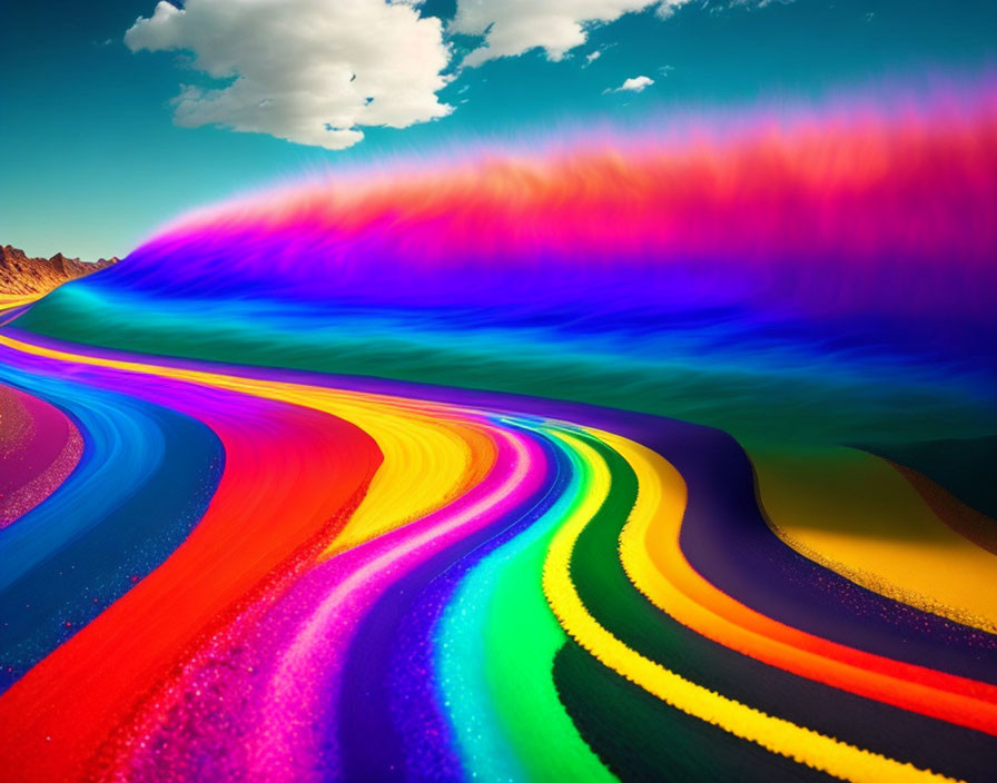 Colorful Altered Landscape with Multicolored River