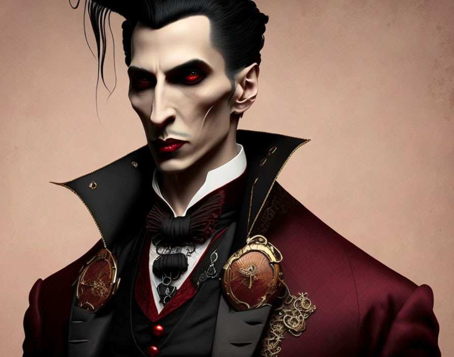 Illustration of pale, sharp-featured vampire in Victorian attire