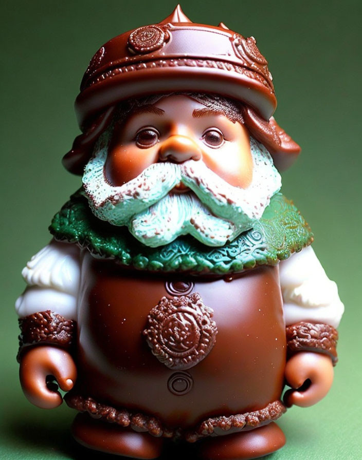 Whimsical Santa Claus Figurine in Brown and White Costume