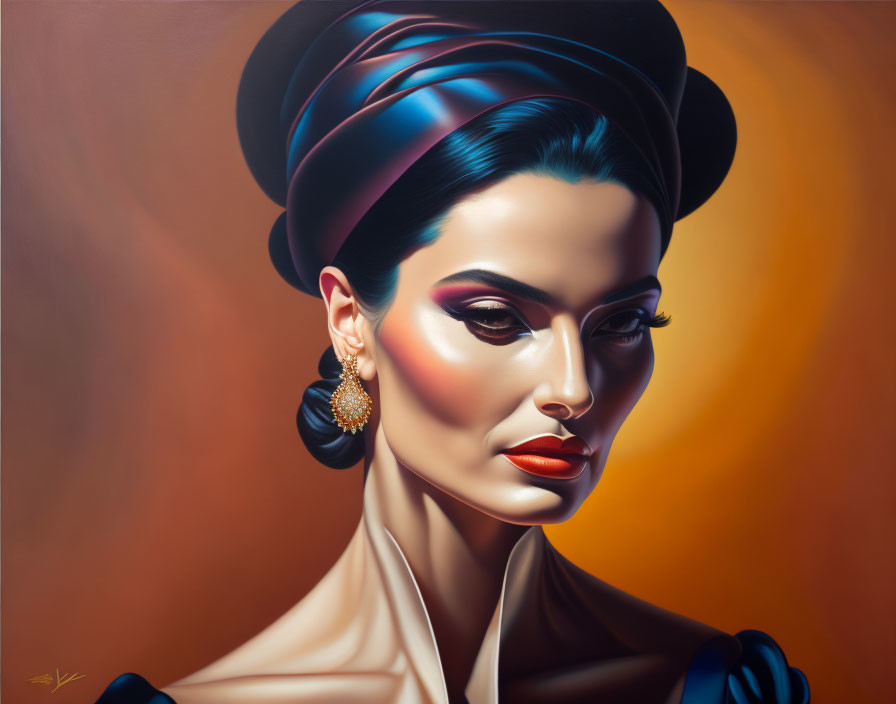 Sophisticated woman portrait with elegant hairdo and makeup