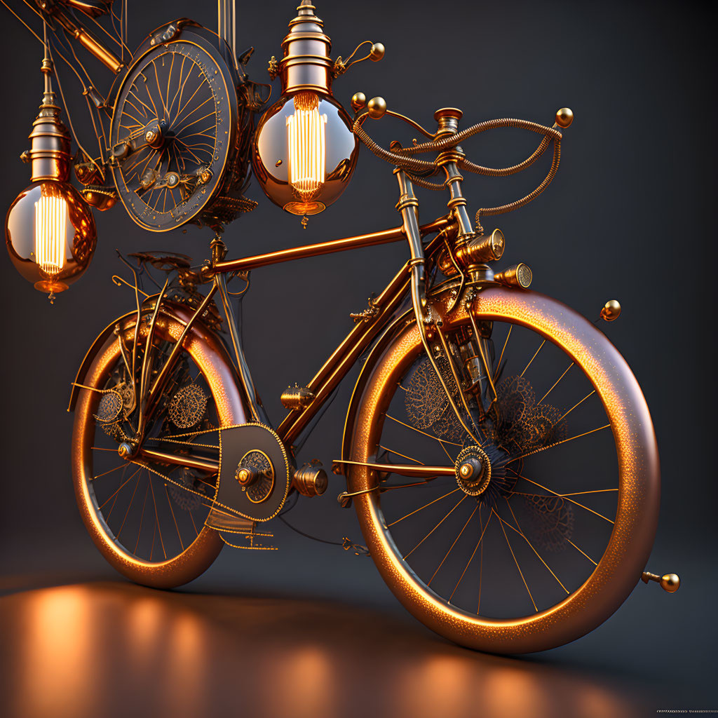 Steampunk-inspired bicycle with intricate metalwork and gears