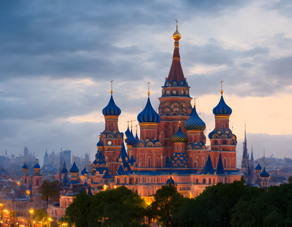 Iconic St. Basil's Cathedral Moscow at Twilight