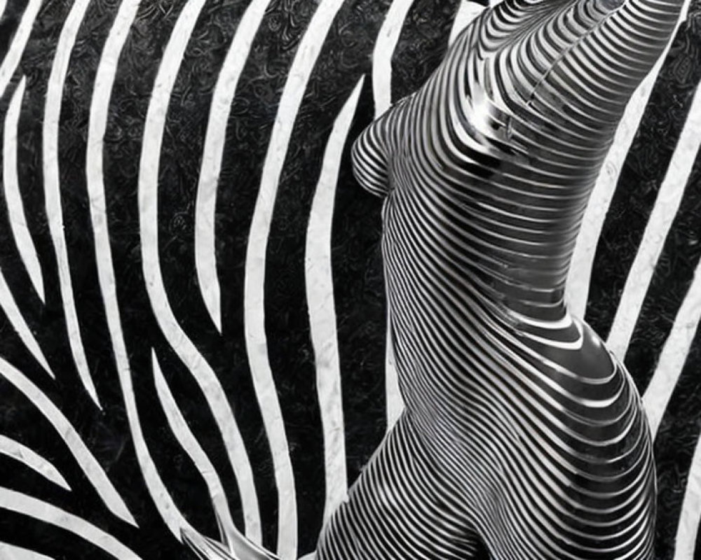 Abstract black and white zebra stripe optical illusion