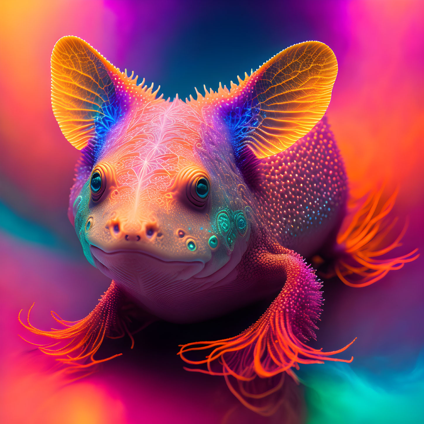 Colorful Stylized Mouse Creature with Exaggerated Features