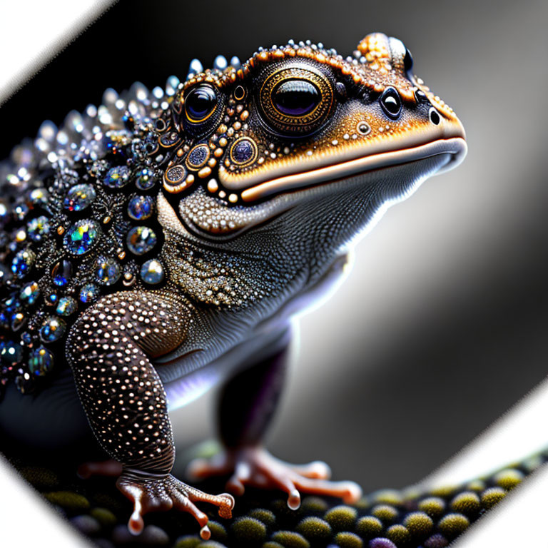 Detailed Digital Artwork: Toad with Jeweled Skin Patterns