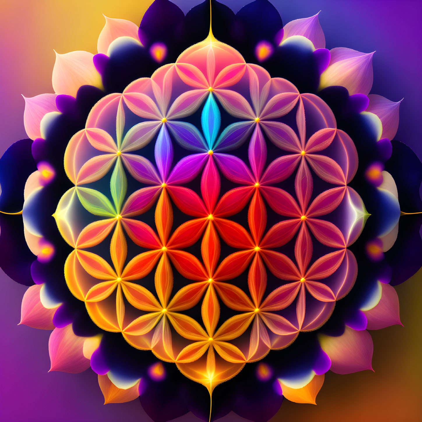 Colorful Mandala Design with Intricate Symmetrical Patterns