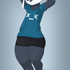 Stylish anthropomorphic panda in streetwear and sneakers posing confidently