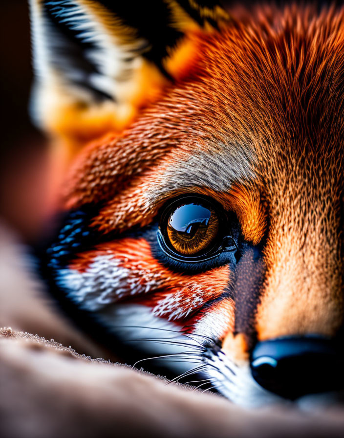 Detailed Close-Up of Red Fox's Vivid Features