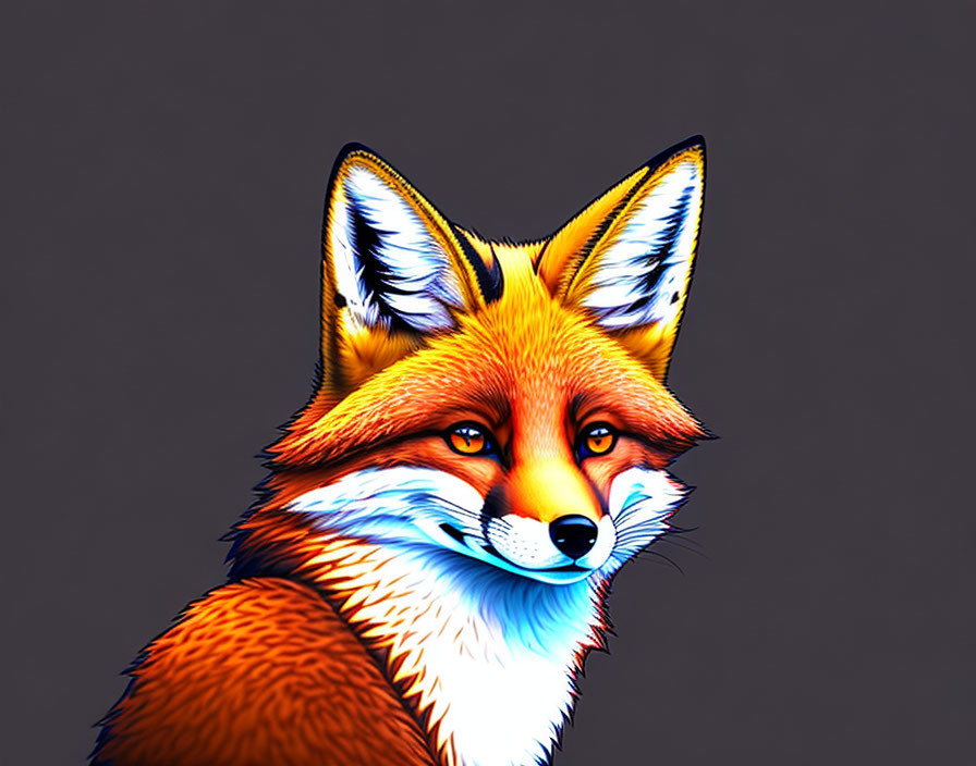 Detailed Red Fox Illustration on Dark Background