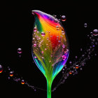 Colorful Water Droplets Swirling in Mid-Air