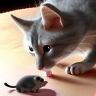 Feline Pair with Striped Fur Touch Noses on Warm Background