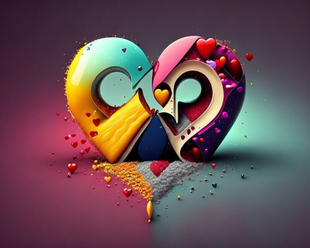 Colorful Stylized Hearts with Dynamic Textures and Particles