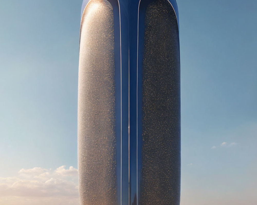 Sleek cylindrical skyscraper with reflective glass facade