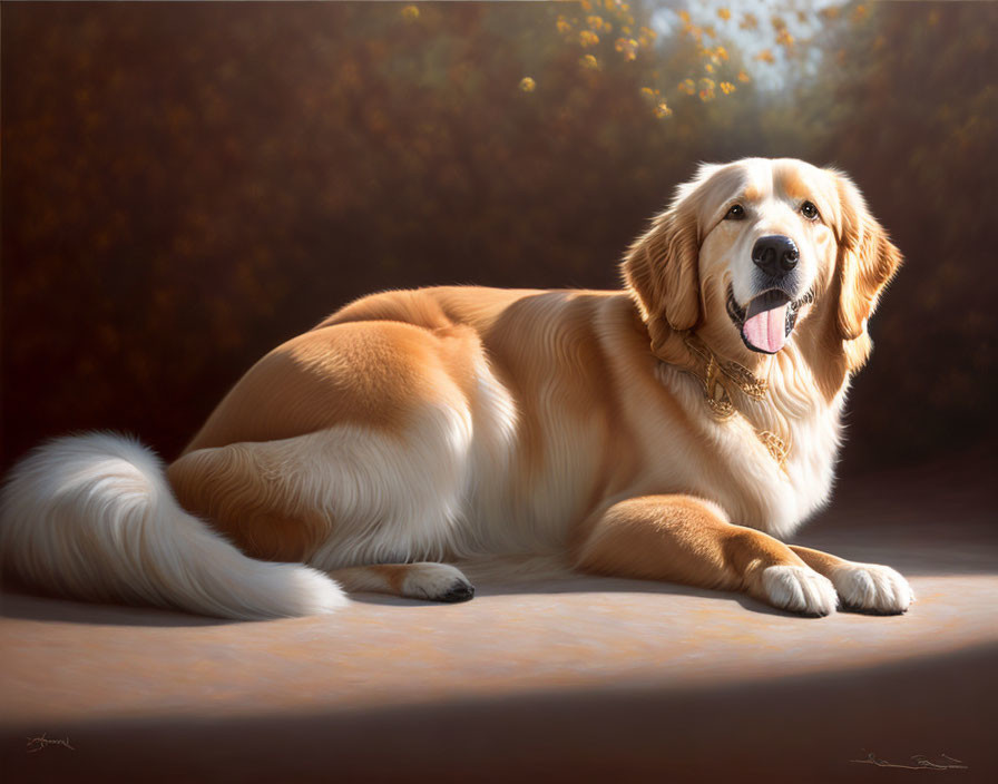 Golden Retriever Dog Lying Down in Warm Sunlight