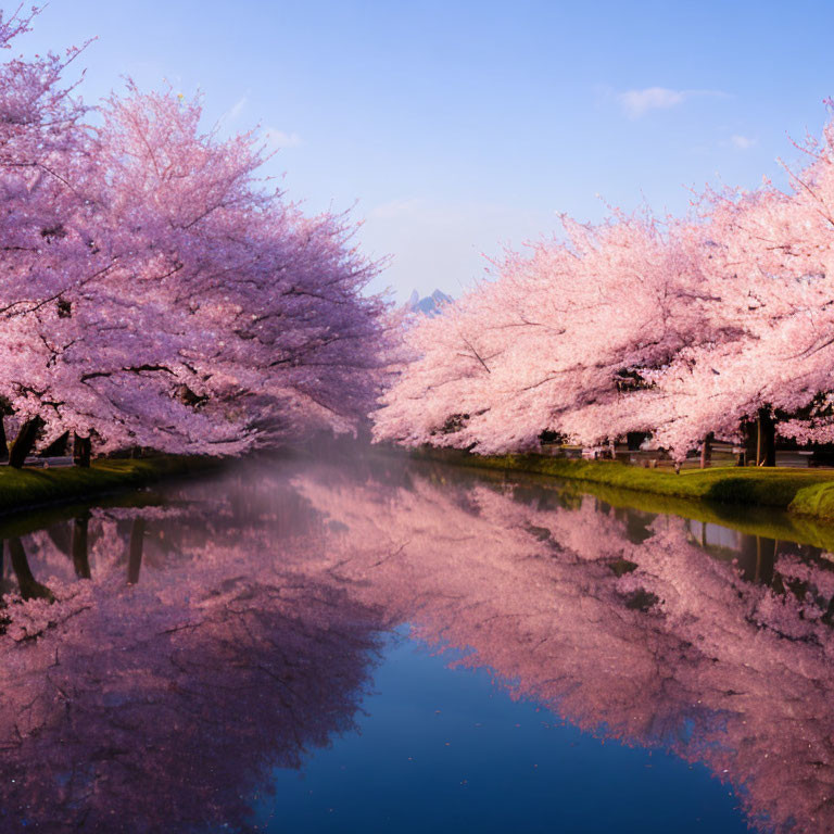 Cherry Blossoms in Full Bloom by Tranquil River