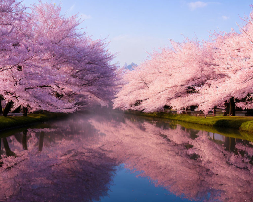 Cherry Blossoms in Full Bloom by Tranquil River