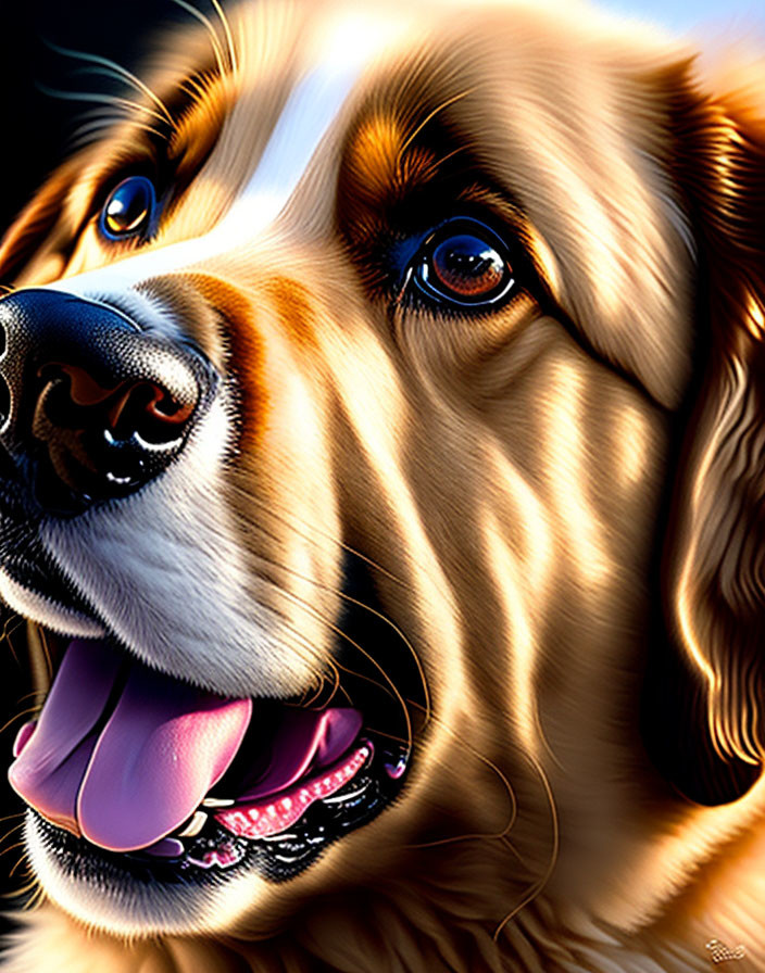 Detailed Happy Dog Illustration with Shining Fur