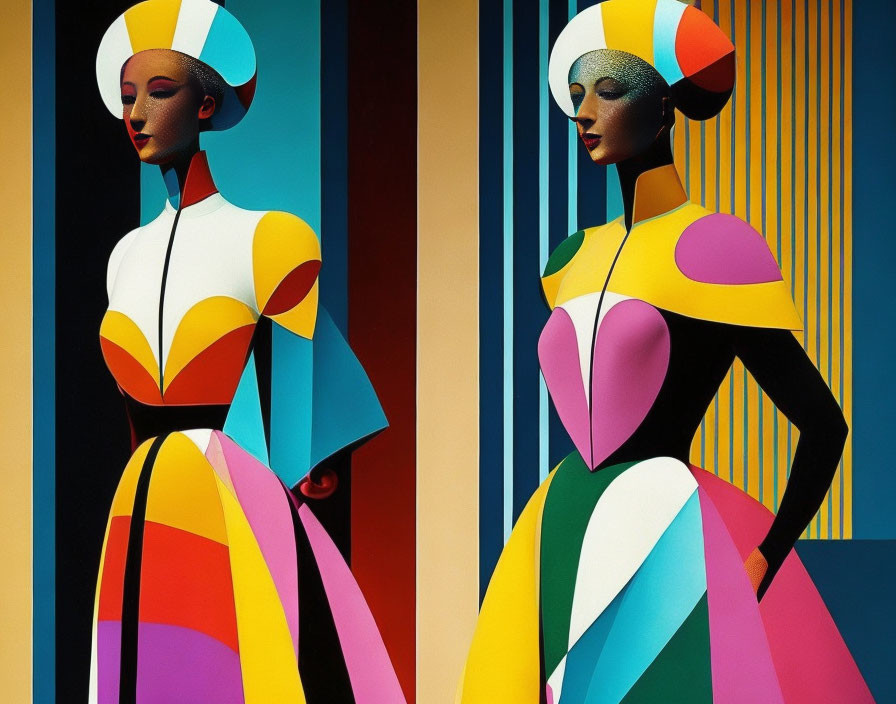 Geometric, Colorful Figures in Modern Art Style