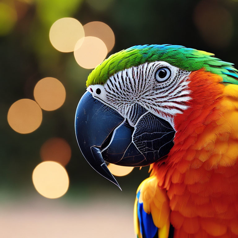 Colorful Macaw Parrot with Green, Orange, and Red Feathers